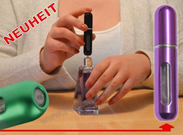 NEUHEIT Parfüm-Zerstäuber leere Flasche klein für 5ml Taschenparfüm PINK-CHROM